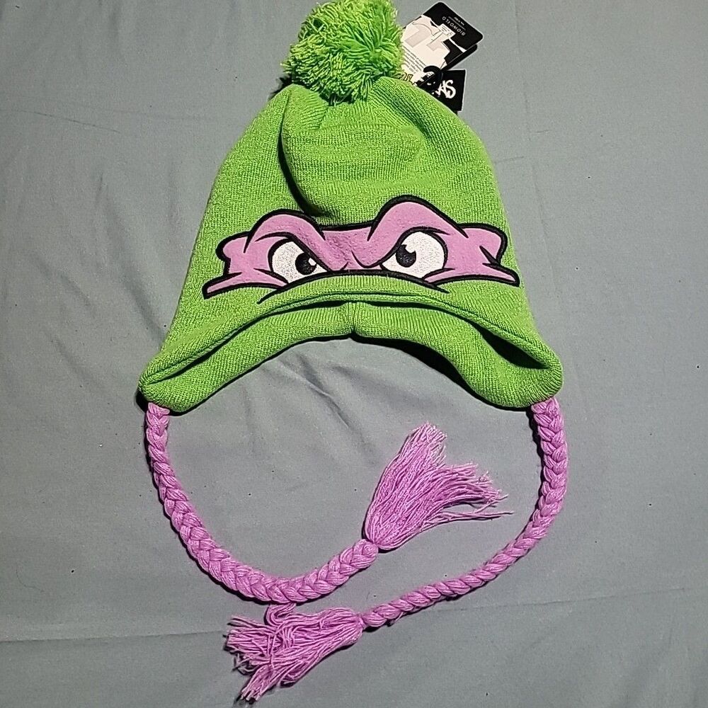 Nickelodean Teenage Mutant Ninja Turtles Donatello Laplander PurpleBeanieHat NWT